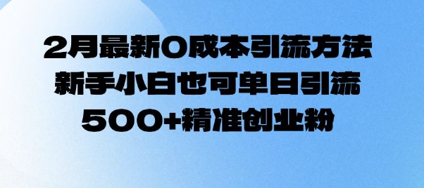 2月最新0成本引流方法，新手小白也可单日引流500+精准创业粉-云源网创