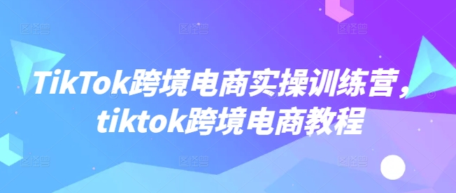 TikTok跨境电商实操训练营，tiktok跨境电商教程-云源网创