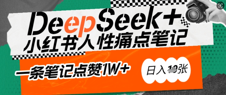 AI赋能小红书爆款秘籍：用DeepSeek轻松抓人性痛点，小白也能写出点赞破万的吸金笔记，日入多张-云源网创