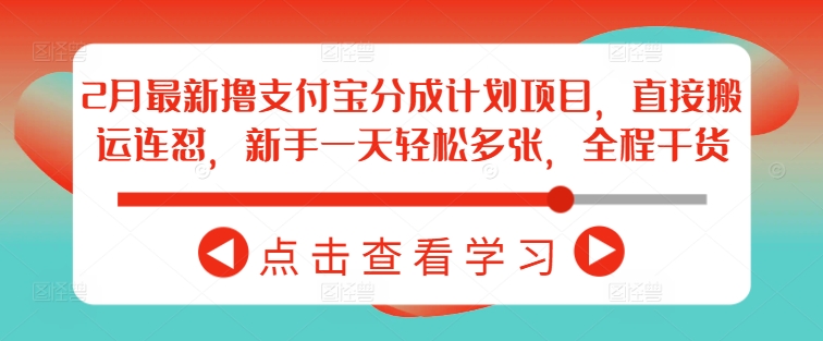 2月最新撸支付宝分成计划项目，直接搬运连怼，新手一天轻松多张，全程干货-云源网创