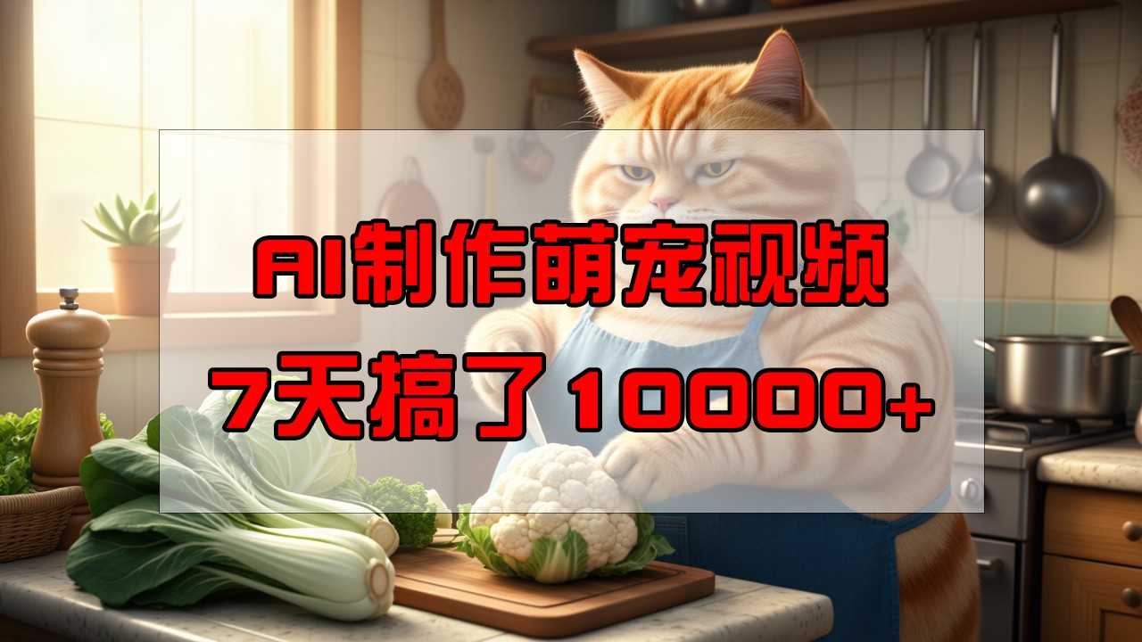 靠AI制作萌宠视频，7天搞了1万+，操作简单门槛低，有手机就行-云源网创