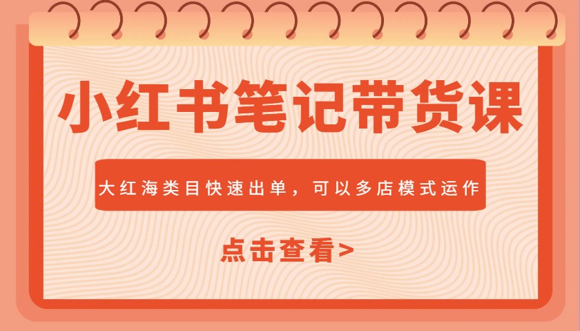 小红书笔记带货课，大红海类目快速出单，市场大，可以多店模式运作-云源网创