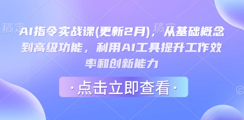 AI指令实战课(更新2月)，从基础概念到高级功能，利用AI工具提升工作效率和创新能力-云源网创