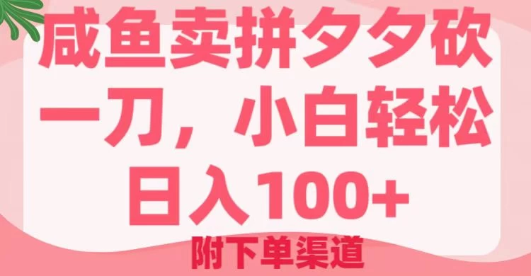 咸鱼卖拼夕夕砍一刀，小白轻松日入100＋（附下单渠道）-云源网创