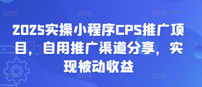 2025实操小程序CPS推广项目，自用推广渠道分享，实现被动收益-云源网创