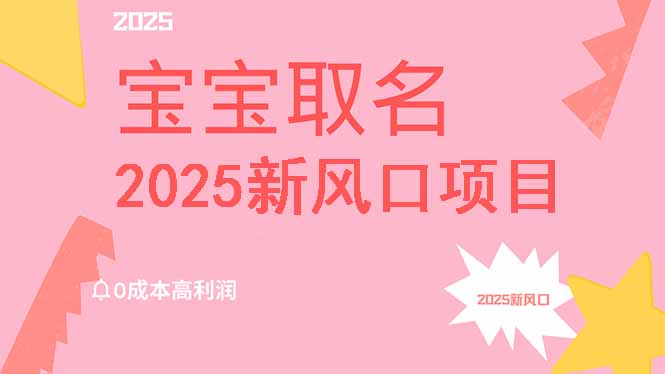 2025新风口项目宝宝取名，0成本高利润，附保姆级教程，月入过万不是梦-云源网创