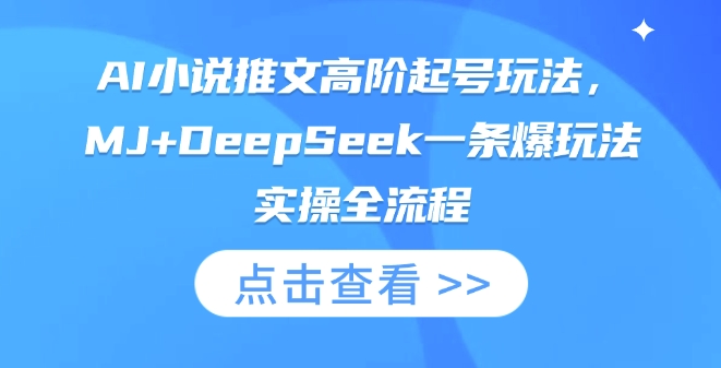 AI小说推文高阶起号玩法，MJ+DeepSeek一条爆玩法实操全流程-云源网创