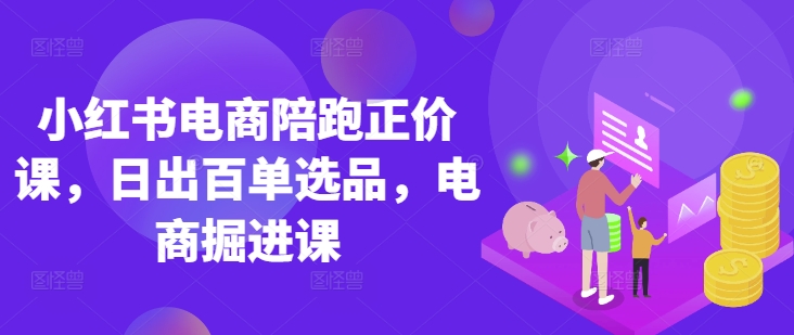 小红书电商陪跑正价课，小红书官方认证电商讲师教学，日出百单选品，电商掘进课-云源网创