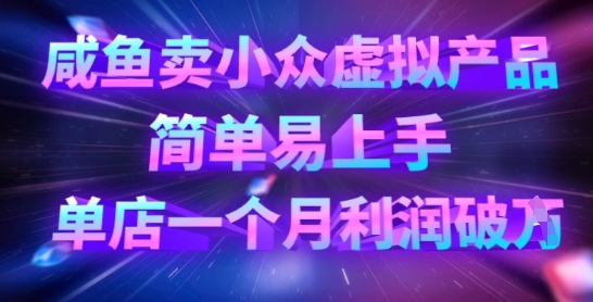 咸鱼卖小众虚拟产品，简单易上手，单店一个月利润破W-云源网创