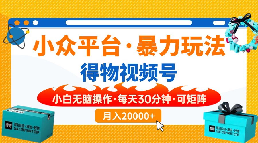 小众平台暴力玩法，一键搬运爆款视频，可矩阵小白无脑操作，每天30分钟…-云源网创