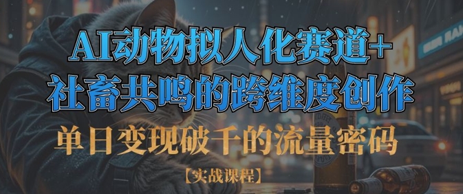 单日变现破千的流量密码，AI动物拟人化赛道+社畜共鸣的跨维度创作-云源网创
