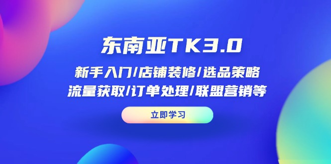 东南亚TK3.0：新手入门/店铺装修/选品策略/流量获取/订单处理/联盟营销等-云源网创