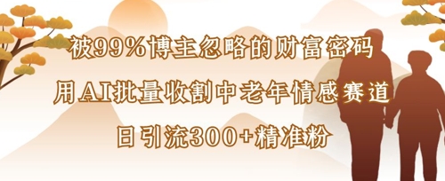 被99%博主忽略的财富密码：用AI批量收割中老年情感赛道，日引流300+精准粉-云源网创
