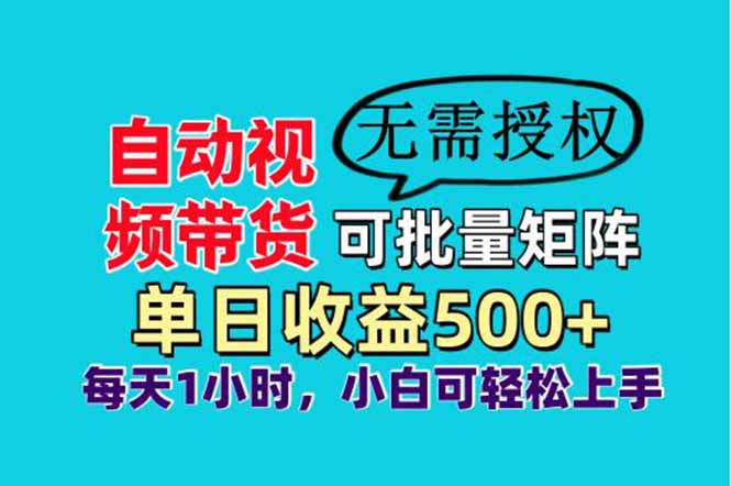 自动视频带货，可批量矩阵，单日收益500+、轻松实现睡后收益，小白可…-云源网创