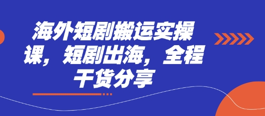 海外短剧搬运实操课，短剧出海，全程干货分享-云源网创