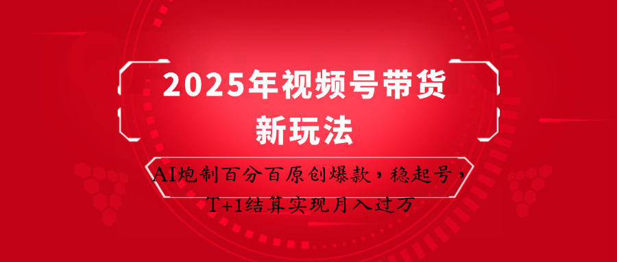 2025年视频号带货新玩法：AI炮制百分百原创爆款，稳起号，T+1结算实现月入过万-云源网创