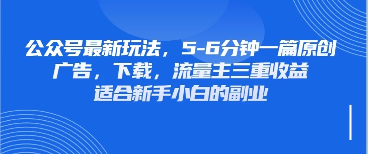 公众号最新玩法，广告，下载，流量主三重收益，非常适合新手小白的项目-云源网创