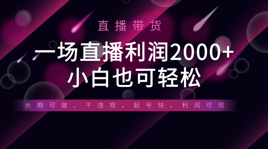 《半无人直播带货，一场利润2000+，适合所有平台玩法，小白也可轻松玩转》-云源网创