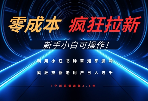 利用小红书种草知乎漏洞，零成本疯狂拉新日入数张，新手小白可操作-云源网创