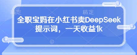 全职宝妈在小红书卖DeepSeek提示词，一天收益1k-云源网创