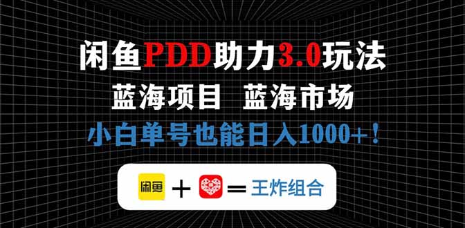 闲鱼卖拼多多助力项目，蓝海市场新手也能单号日入1000+-云源网创