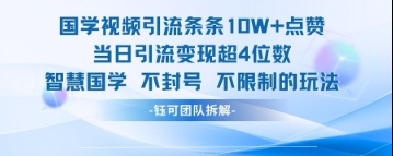 国学视频引流条条10W+点赞当日引流变现超4位数-云源网创