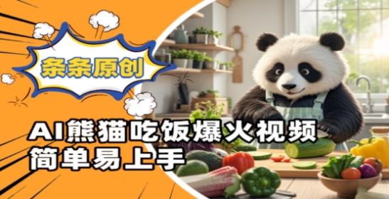 Ai熊猫吃饭爆火视频，条条原创，简单易上手-云源网创