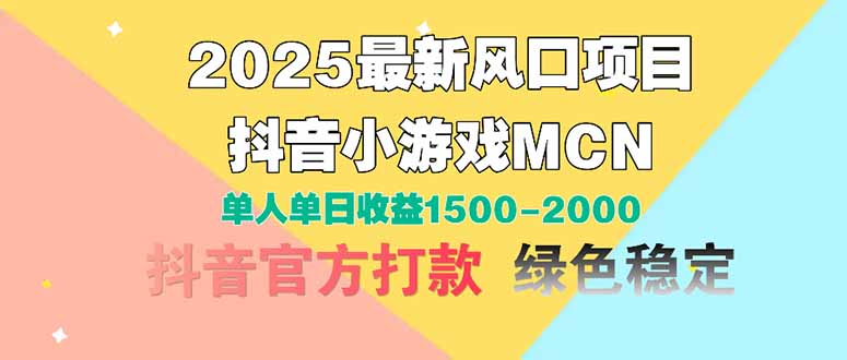 2025最新风口项目 抖音小游戏MCN 单人单日收益1500-2000+-云源网创
