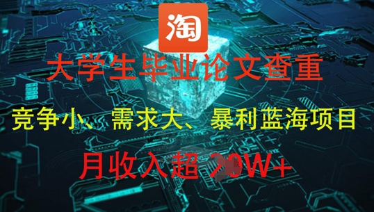 大学生毕业论文查重，暴利蓝海项目，月收入过1W+-云源网创